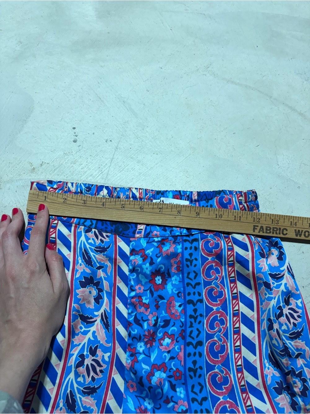 Zara Blue Multi-Pattern Wide-Leg Pants - Picture 7 of 14